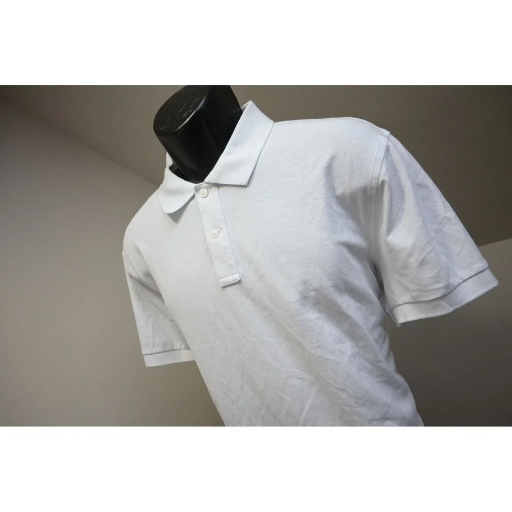 J. Crew Flex Pique Polo Mens XL White Untucked Short Sleeve Stretch Excellent